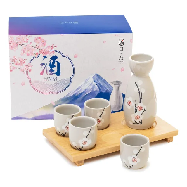 Set Para Sake Flor De Cerezo Japones