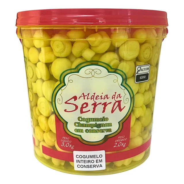 Cogumelo Champignon Inteiro 3kg Em Conserva Aldeia Da Serra