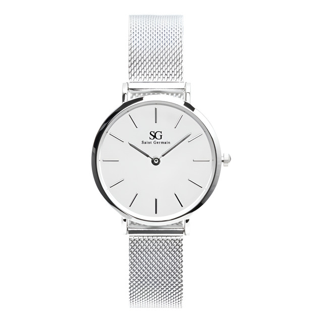 Relógio Prateado Feminino Saint Germain Harlem Silver 32mm Fundo Branco