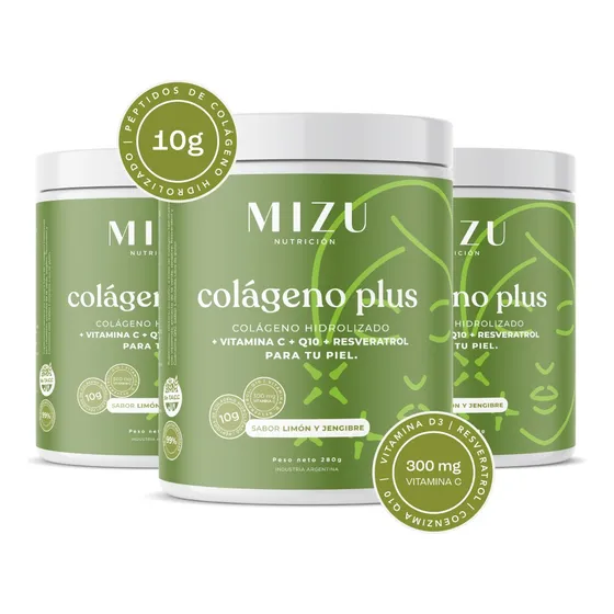 Combo Mizu X3 | Colágeno Hidrolizado + Vitamina C + Q10 Sabor Limón