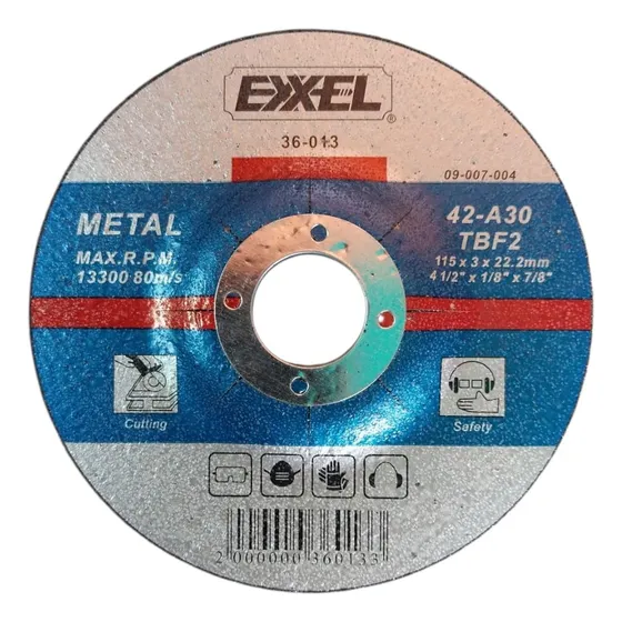 Disco C/metal 4 1/2 X 1/8 X7/8  Marca Exxel (concovo) X3unid