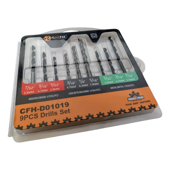 Juego Mechas Taladro Perforar Concreto Madera Metal 9 Piezas