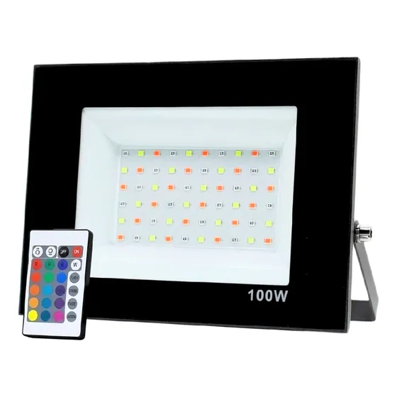 Refletor Led 100w Rgb Colorido Bivolt Á Prova D' Água Ip66