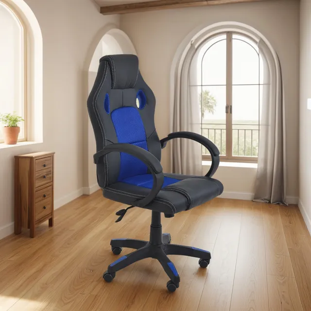 Sillon Gamer Sila De Oficina Ergonomica Reclinable Giratori Color Azul