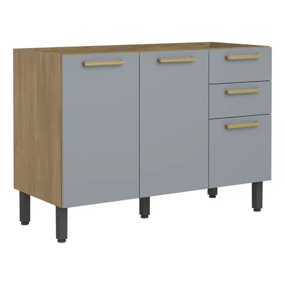 Mueble Inferior De Cocina De 120 Cm En Mdp Sin Mes Gris