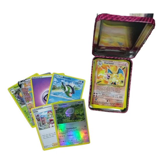 Cartas Pokemon Mazo 42 Cartas + Lata Mini Metalica Importada