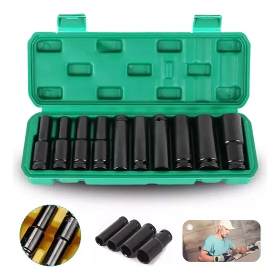 Juego Set Dados De Impacto 1/2, 10 Piezas De 10 A 24 Mm