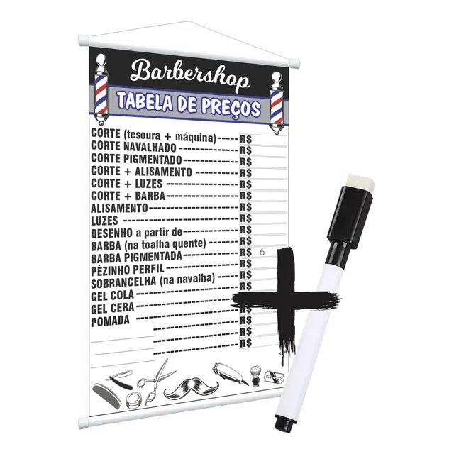 Banner Para Barbearia Homem Cabelo - Preços Escreve E Apaga