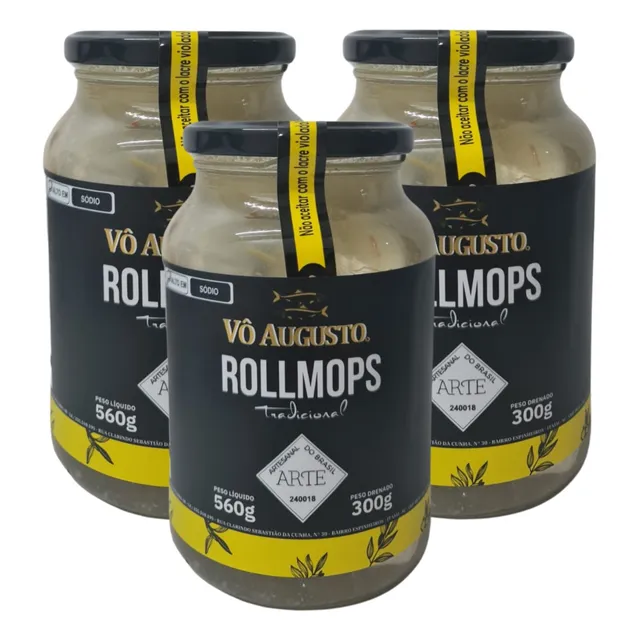 Kit 3 X Rollmops Em Conserva Tradicional Vô Augusto Rolmops