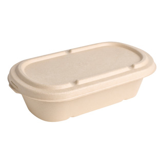 Contenedor Ovalado Bagazo Caña Con Tapa 1,000ml 500 Piezas Contenedor Ovalado Bagazo Caña Con Tapa 1,000ml 500 Piezas