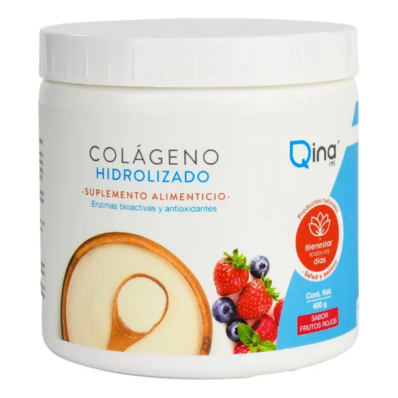 Colageno Hidrolizado 400 G Qina Ntl Rmflex Sabor Frutos Rojos