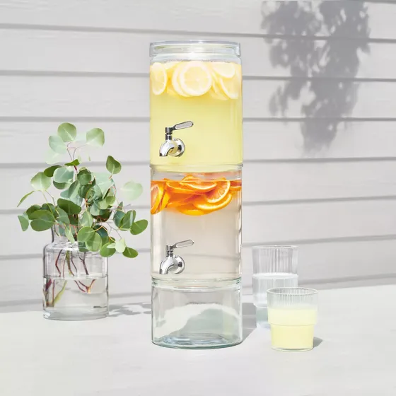 Dispensador De Bebidas 2 Niveles De Vidrio 7.5ltrs Apilable