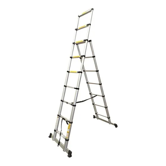 Escalera Aluminio Telescópica Pintor 8 + 6 Escalones Color Gris