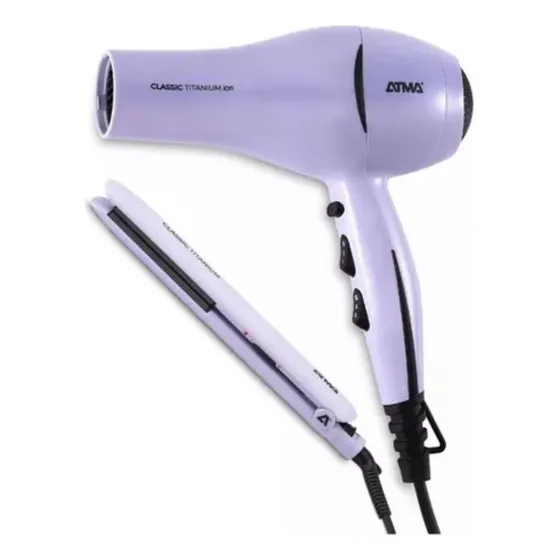 Combo Atma Ck4020p Secador 1800w + Plancha Ceramica 230° Color Lila