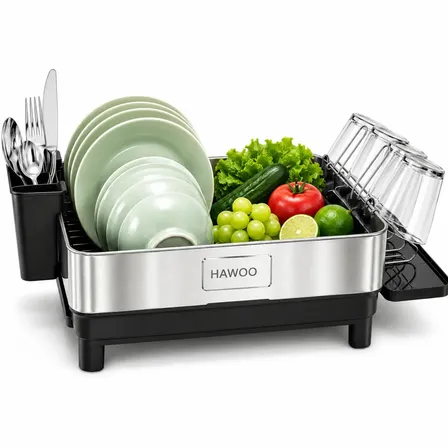 Escurridor De Platos De Trastes De Una Sola Capa Color Negro 304 Acero Inoxidable 41.5x32