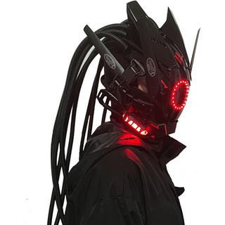 Casco Cyberpunk Con Trenzas Led Máscara Punk Para Estilo Yo Casco Cyberpunk Con Trenzas Led Máscara Punk Para Estilo Yo