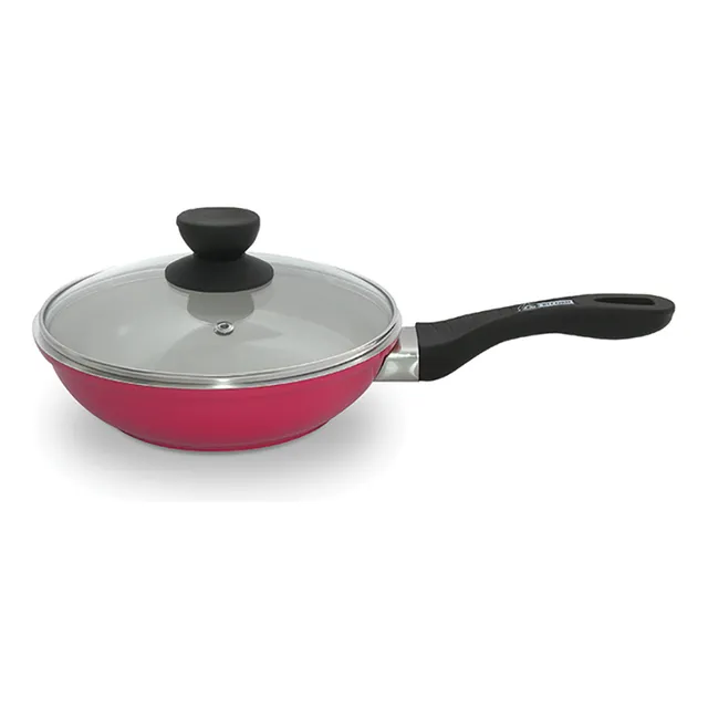 Sartén Record Cerámica Con Tapa De Vidrio N20 Color Rojo