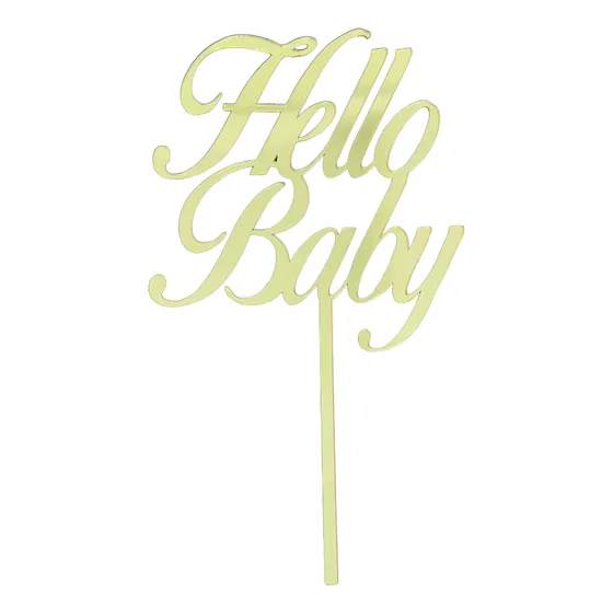 Topo De Bolo Hello Baby Espelhado Acrilico