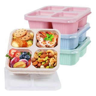 4 Pack Bento Snack Containers Set 4 Compartment Food 4 Pack Bento Snack Containers Set 4 Compartment Food