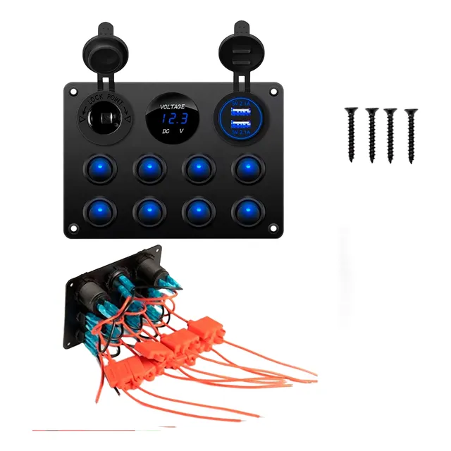 Panel Ip66 Voltímetro Usb Led 12v 24v Dc 8 Teclas
