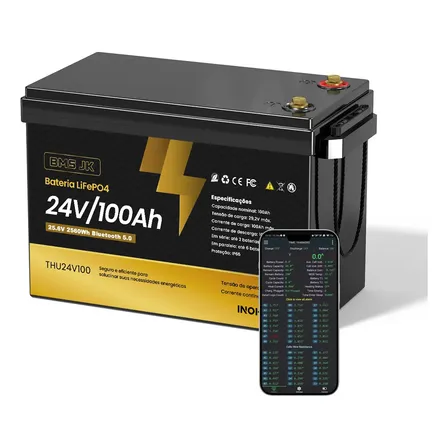 Bateria Solar 24v 100ah Lifepo4 2,56kwh Bms Jk Inohouse INOHOUSE