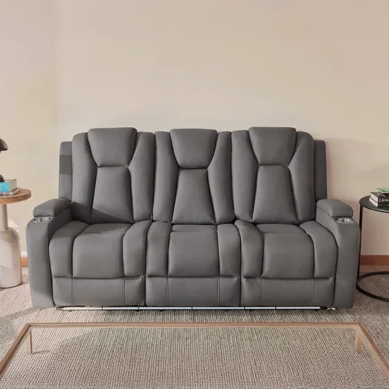 Sofa Reclinable Full Granada 3 Cuerpos Gris Cic