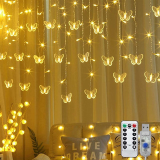 Cortina De Mariposas Con Luces Usb, 8 Modos, 120 Luces Led Cortina De Mariposas Con Luces Usb, 8 Modos, 120 Luces Led