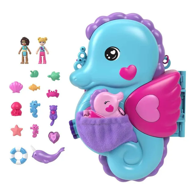 Polly Pocket Set Compacto Mundo Sorpresa Papá Caballito Mar Color Multicolor