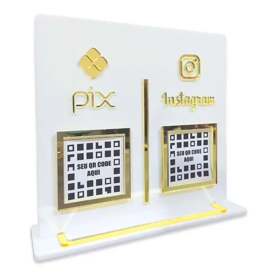 Placa Pix Acrílico  2 Qr Code , Display Para Comércio