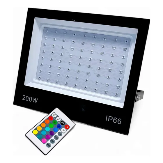 Refletor Colorido Rgb Com Memória 200w Ip67 Uso Externo