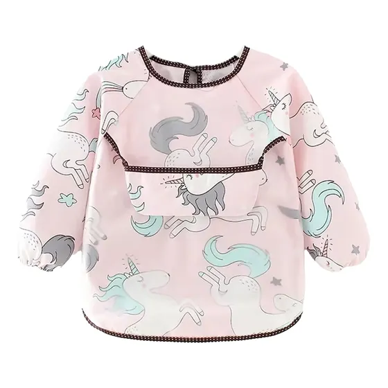 Babero Mangas Largas De Tela Unicornio 0 A 2 Años Úpale