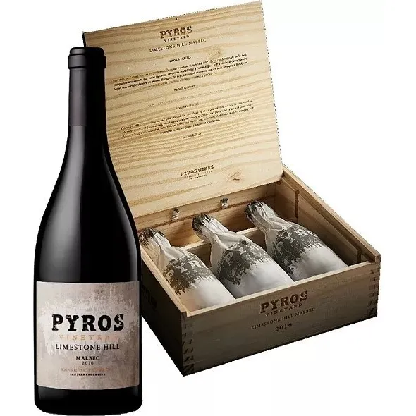 Vino Pyros Limestone Hill Malbec 750ml C/madera Perez Tienda
