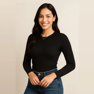 Blusa Manga Longa Feminina Canelada Segunda Pele BĂĄsica Blusa Manga Longa Feminina Canelada Segunda Pele BĂĄsica