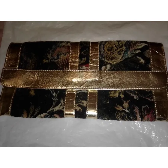 Cartera Monedero De Terciopelo Y Semicuero Antiguo Damas 
