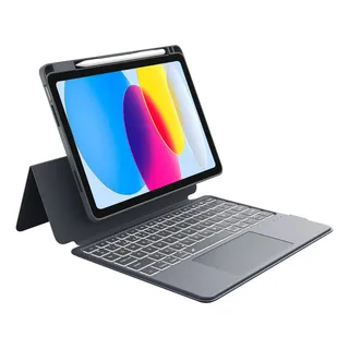 Teclado Inalámbrico Para iPad 10ª/11ª Gen A16 2025, Funda Con Teclado Magnético, Teclado iPad 11 Con Trackpad... Gris