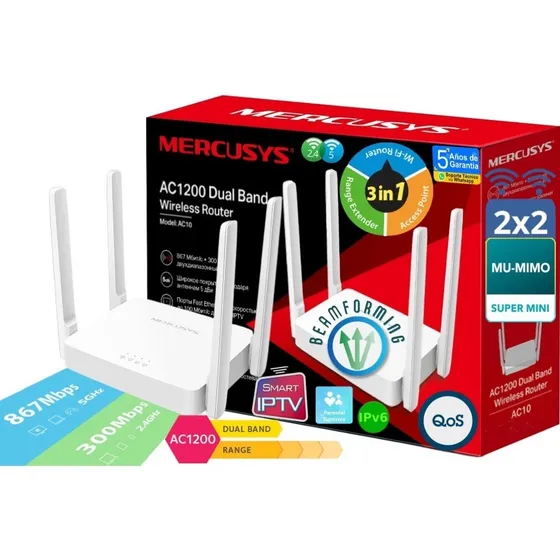 Router Wifi5g Ac1200 Repetidor Extensor Mumimo Mercusys Ac10