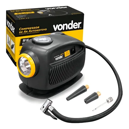 Compressor De Ar Automotivo 90w Cav 12 Vonder Cor Preto