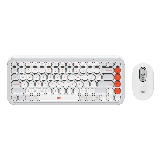 Combo Teclado E Mouse Sem Fio Logitech Pop Icon- Branco