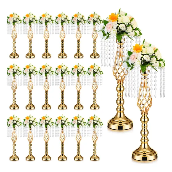 Sieral 20 Jarron Dorado Para Centro Mesa Soporte Flor 19.3 