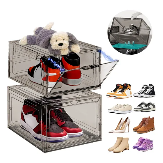 Zapatera Apilable Cajas De Plástico Contenedor Plegable 2pcs