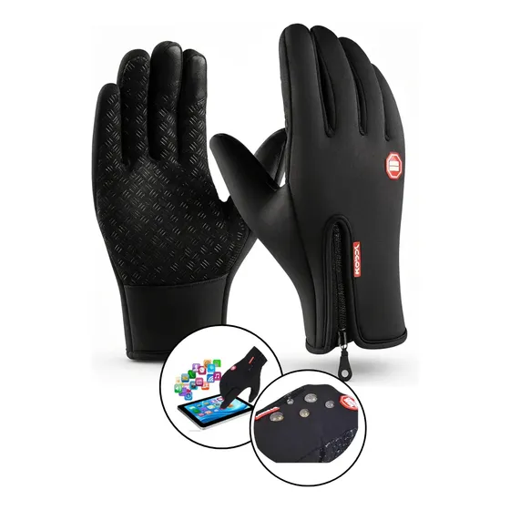 Luva De Moto Motoqueiro Termica Impermeavel Touch Frio Preto — foto 2