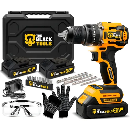 Parafusadeira Furadeira Profissional Brushless + Acessórios Amarelo E Preto 127/220v 60hz