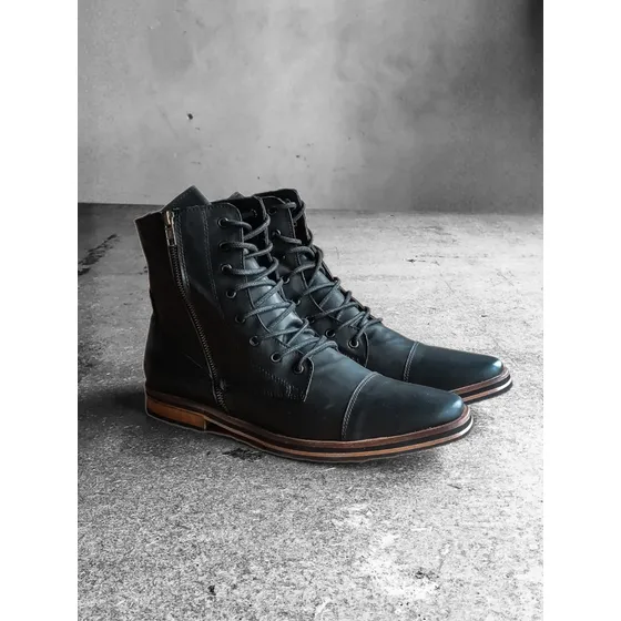 Bota Artesanal Con Cierre Ykk Cuero Vacuno Hombre