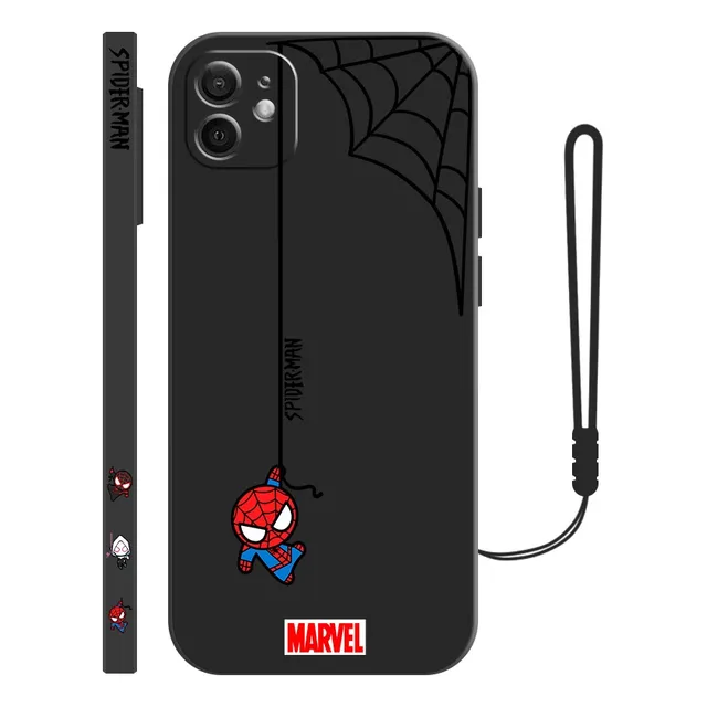 Funda De Silicona Diseño De Spiderman Para iPhone + Correas