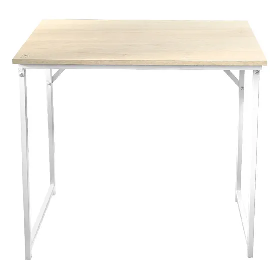 Mesa Escritorio Plegable Melamina Y Hierro Industrial 80cm Patas: Blancas/tapa: Roble