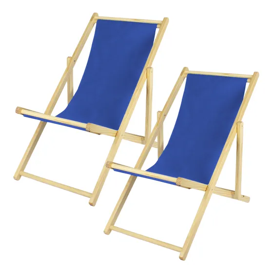 Sillas Plegable De Playa Set 2x Unid De Lona Y Madera