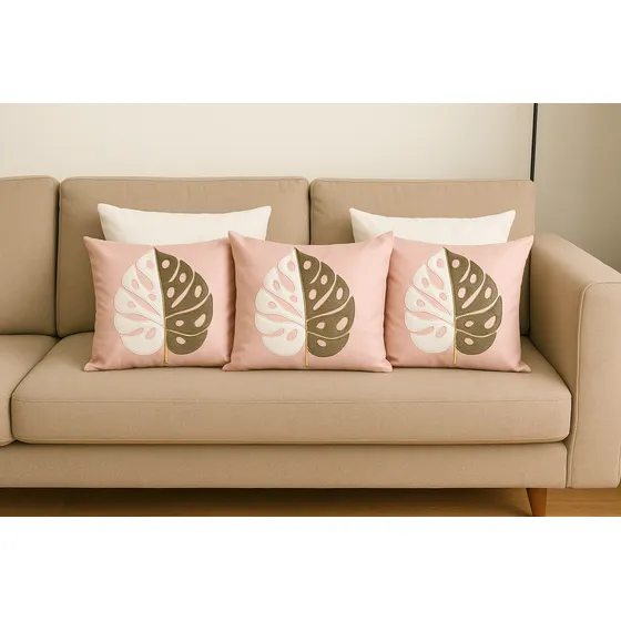 5 Capas Para Almofadas 45cm X 45cm Suede E Linho Bordado