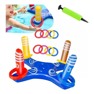 Juego Inflable Lanzamiento Aros Dinámico Alberca Piscina Set Juego Inflable Lanzamiento Aros Dinámico Alberca Piscina Set