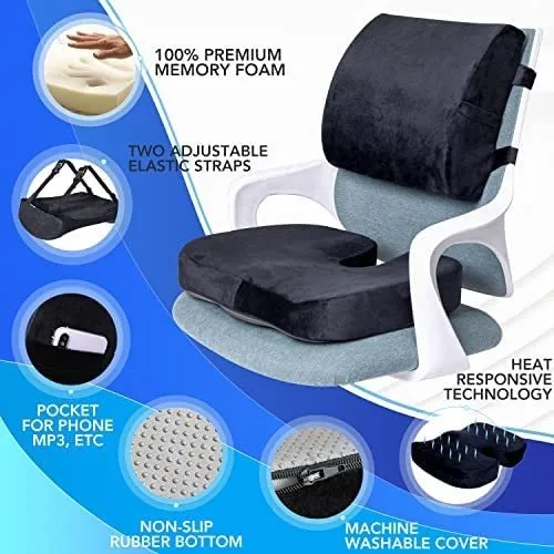 Cojín Ortopédico De Asiento Y Almohada De Apoyo Lumbar, Cojí
