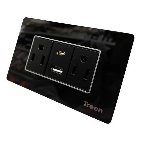 Tomacorrientes Doble Con Toma Usb-c Acrílico Negro Troen